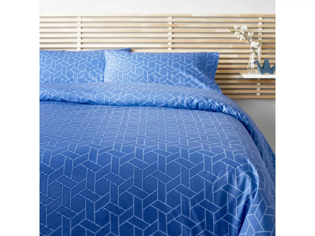 Housse de couette 100% coton 150 fils Bleu
