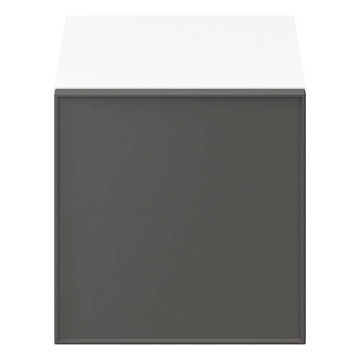 Cube de rangement blanc avec porte anthracite mat GoodHome Atomia H. 37,5 x L. 37,5 x P. 37 cm