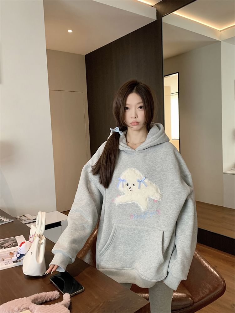 Tonni's - Cartoon Print Fleece-gevoerde Hoodie