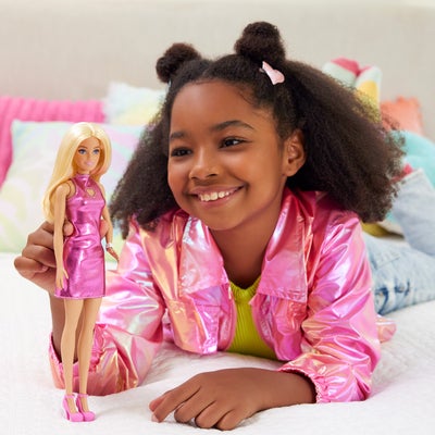 Barbie Fashionista Dukke med Blondt Hår & Rosa Kjole