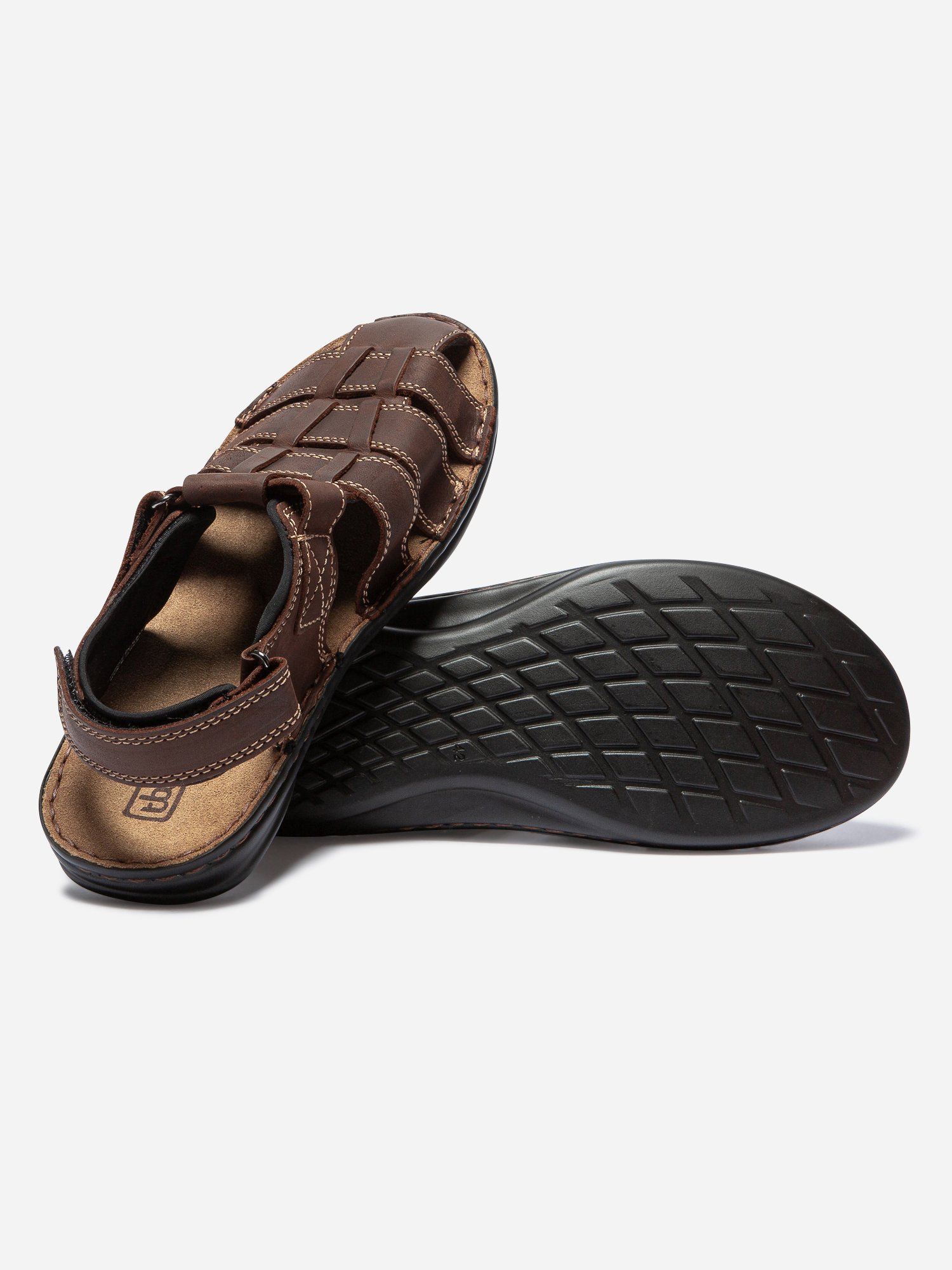 Sandales Homme Dessus Cuir Marron