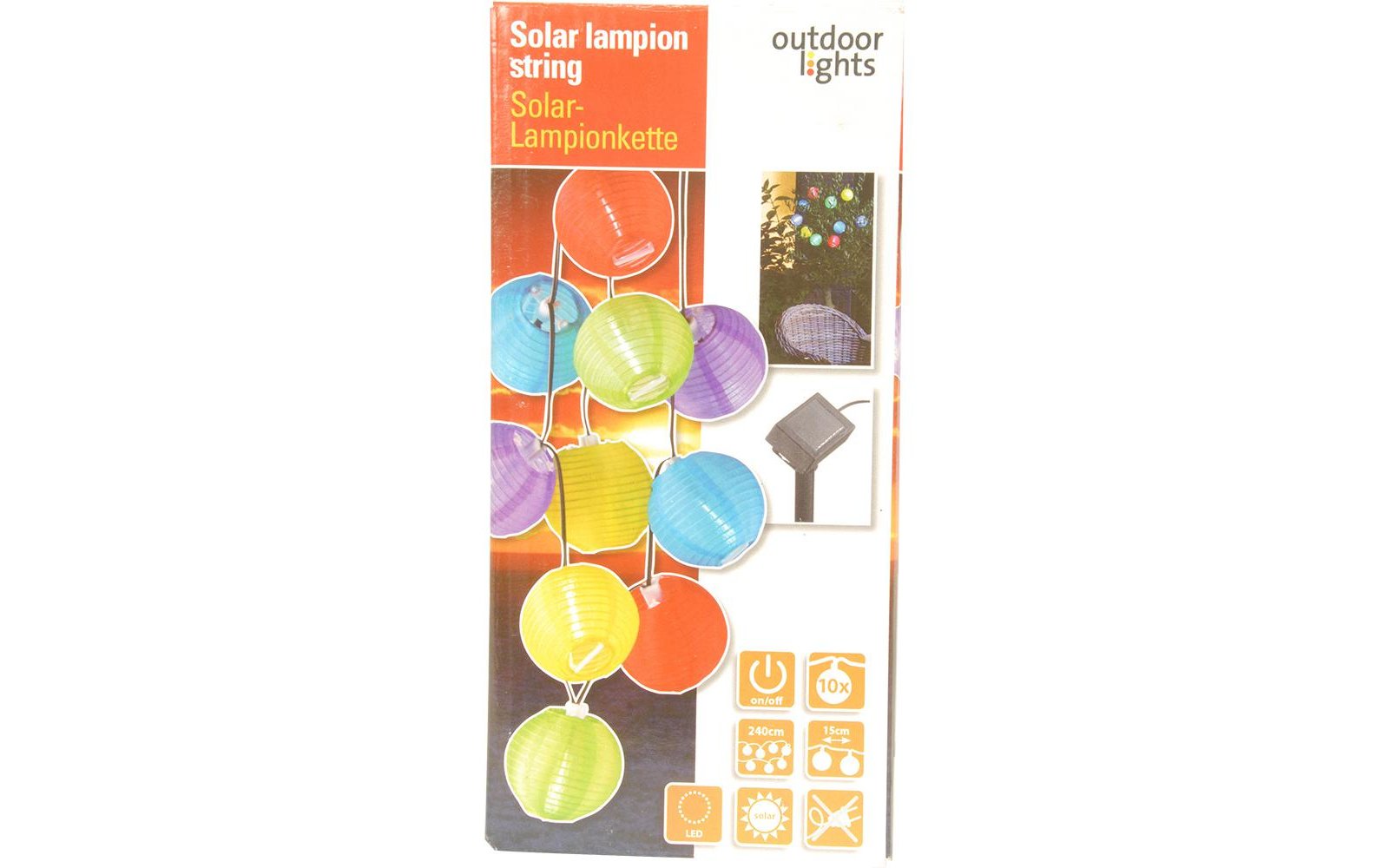 Solar Lampionkette LED bunt 240 cm
