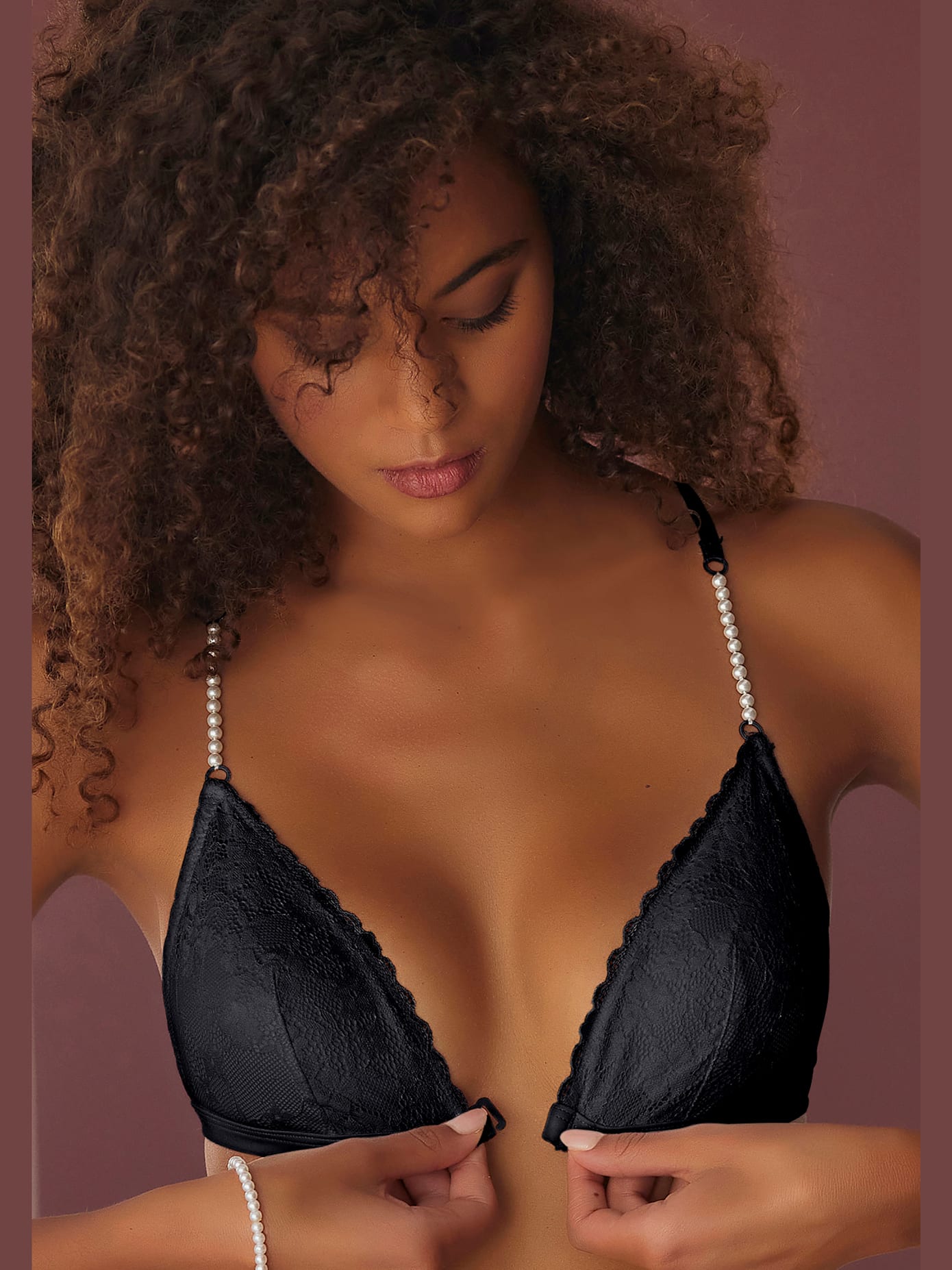 Soutien-gorge bralette extravagant avec bretelles en perles