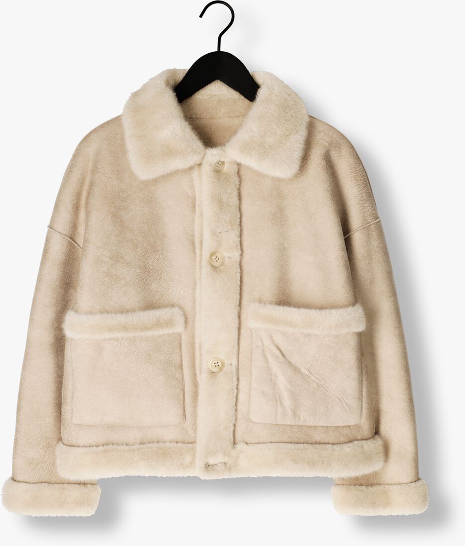 beige studio ar faux fur jas faje