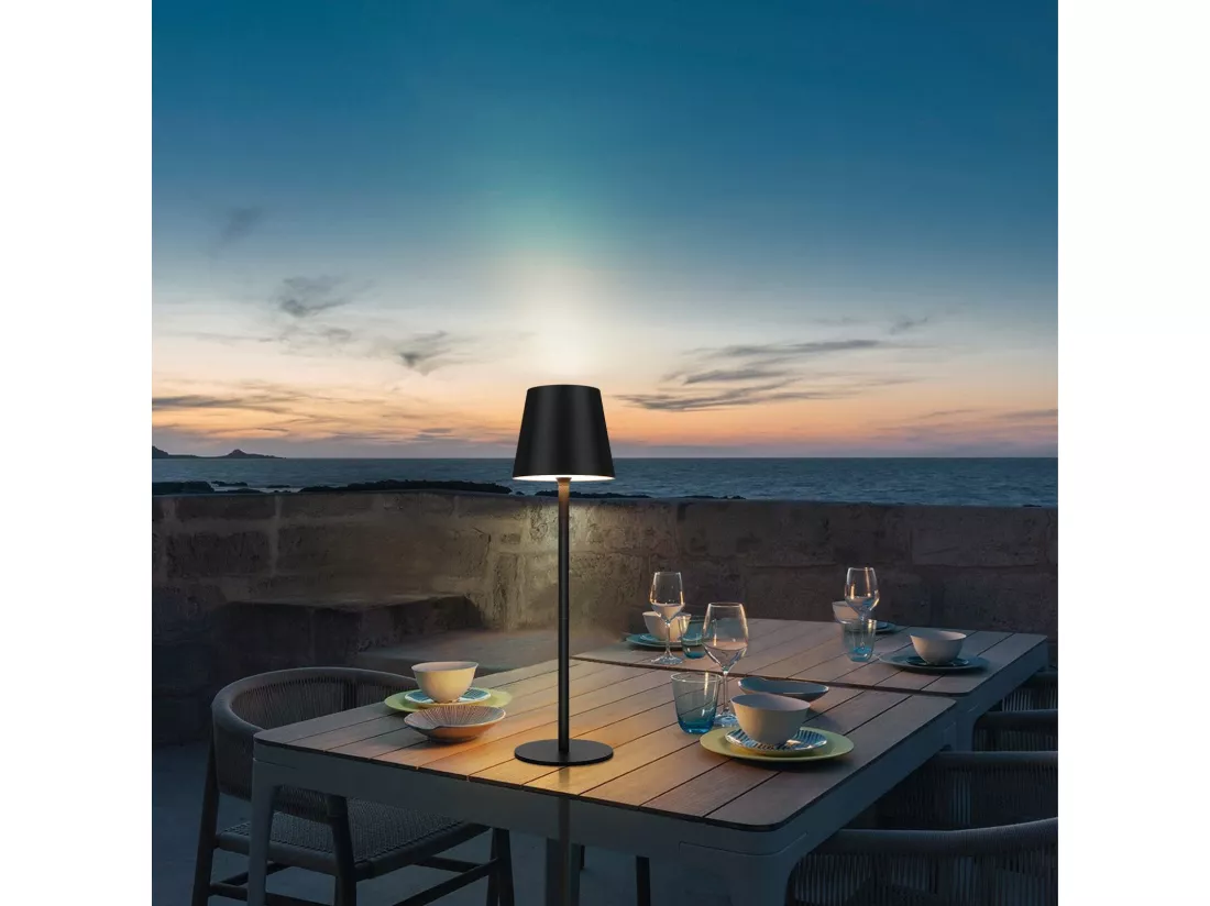 Nettlife Lampe de chevet sans fil, LED RGB 2600mAh, lampe de table extérieur rechargeable, tactile, dimmable, noire, TYPE-C/USB