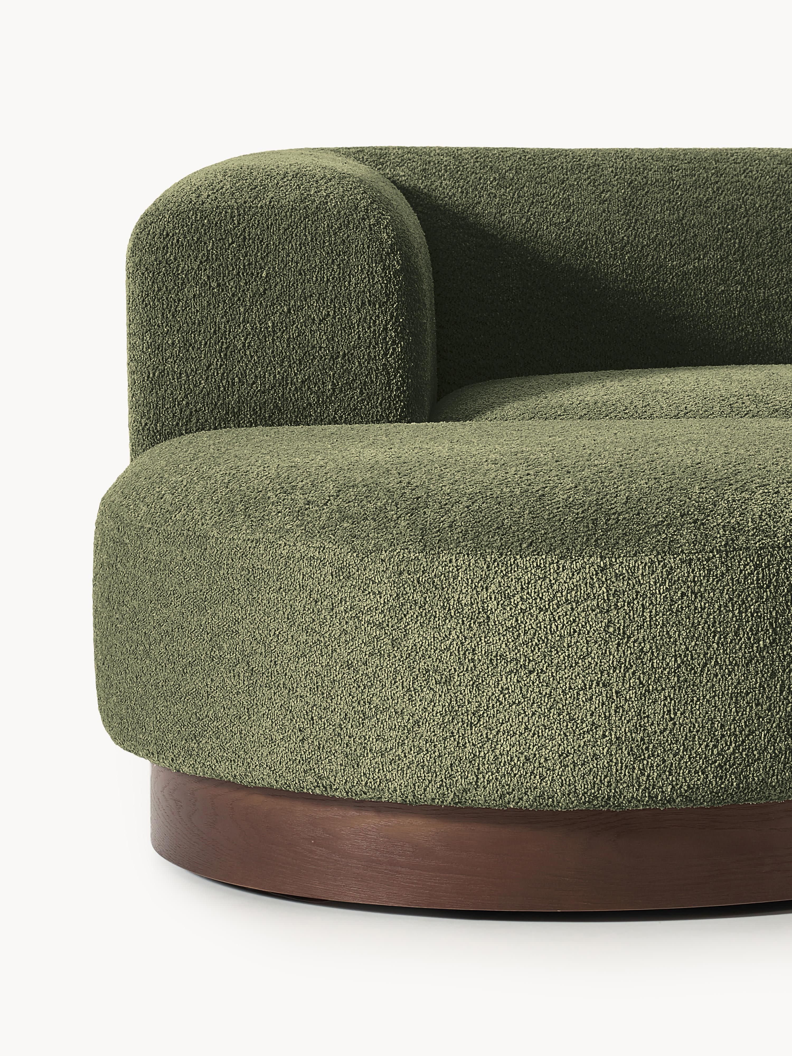 Modulaire bank Natalie (3-zits) uit teddy-bouclé met poef (links/rechts)
