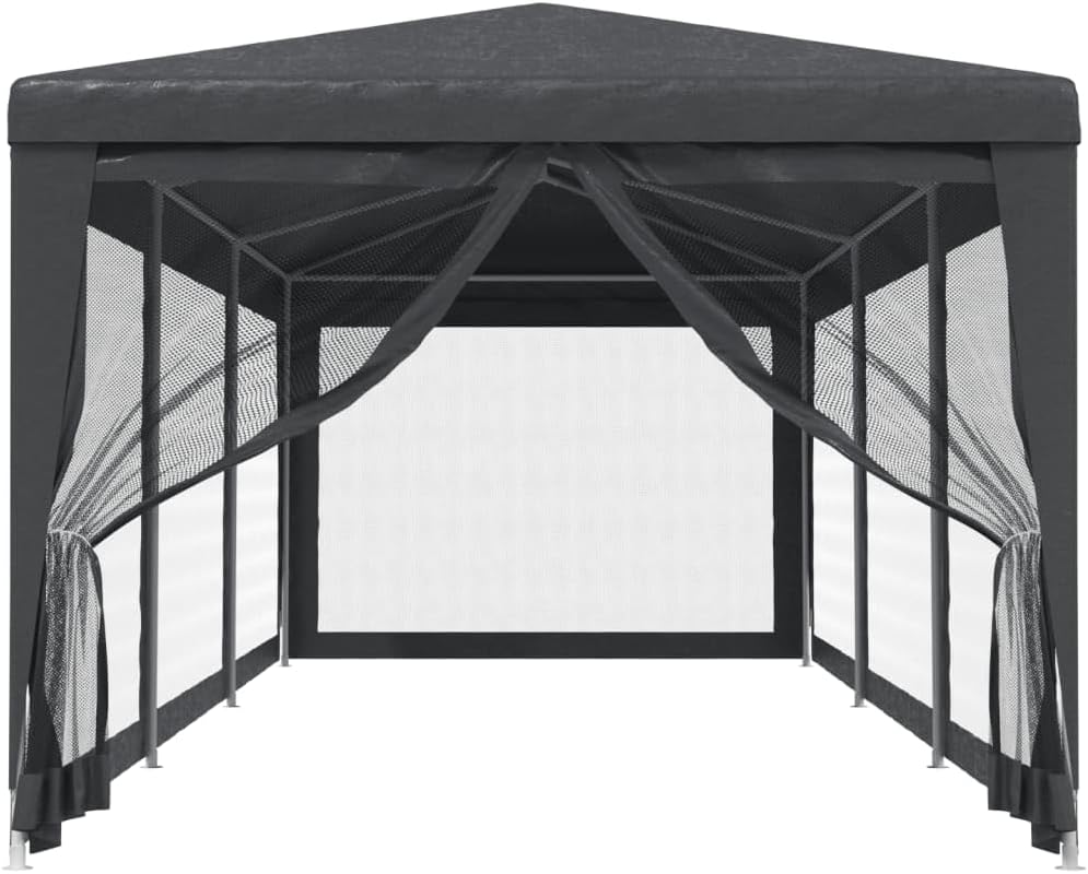 vidaXL Partyzelt mit 8 Mesh-Seitenwänden Gartenzelt Festzelt Pavillon Zelt Gartenpavillon Gazebo Gartenlaube Bierzelt Faltzelt Camping Anthrazit 3x9 m HDPE