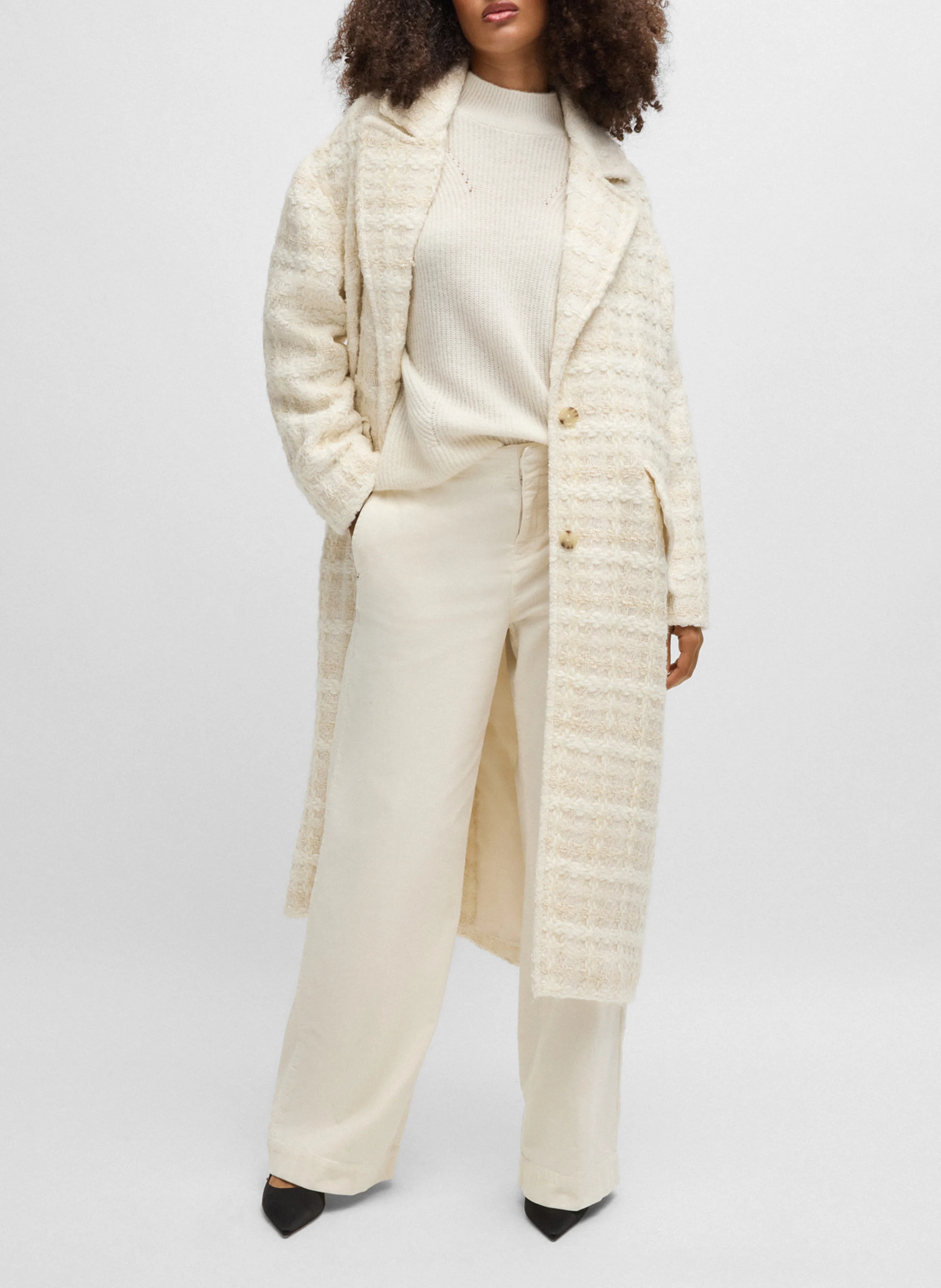 Pantalon droit en coton mélangé | Beige
