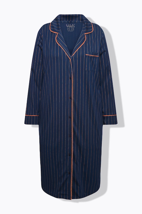 Nachthemd, Pyjama-Look, Reverskragen, Langarm