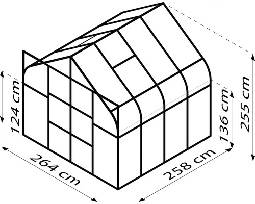 Vitavia Diana 6700 kas, enkelvoudig veiligheidsglas 3 mm, 264x258 cm, groen