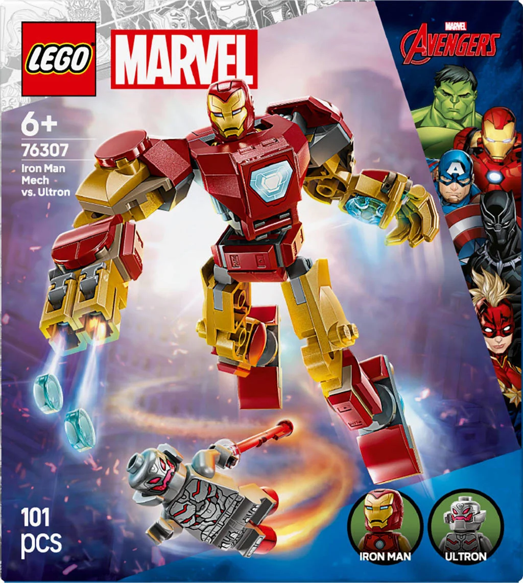 Prachtige setMarvel Iron Man mecha vs. Ultron speelset 76307