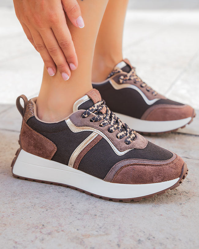 Basket femme camel à lacets - Felicia