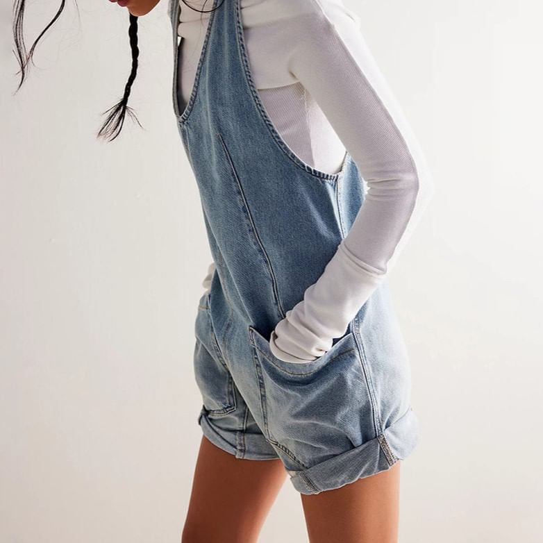 Rantucket Hi - Mouwloze U-hals denim romper