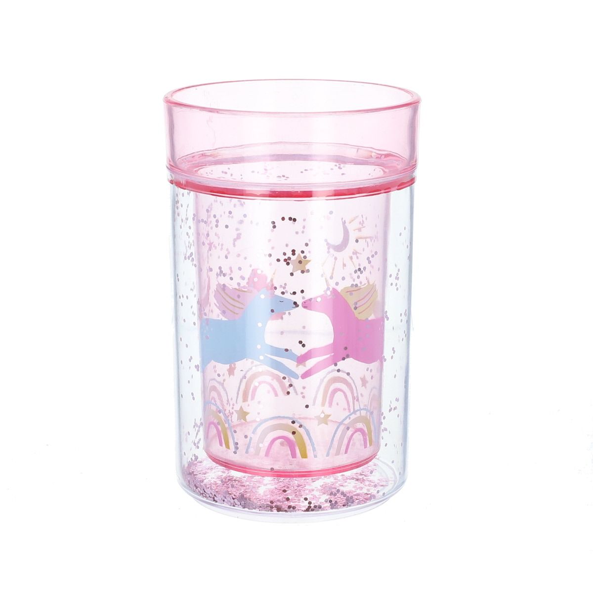 Verre à paillettes rose licornes  Pause goûter