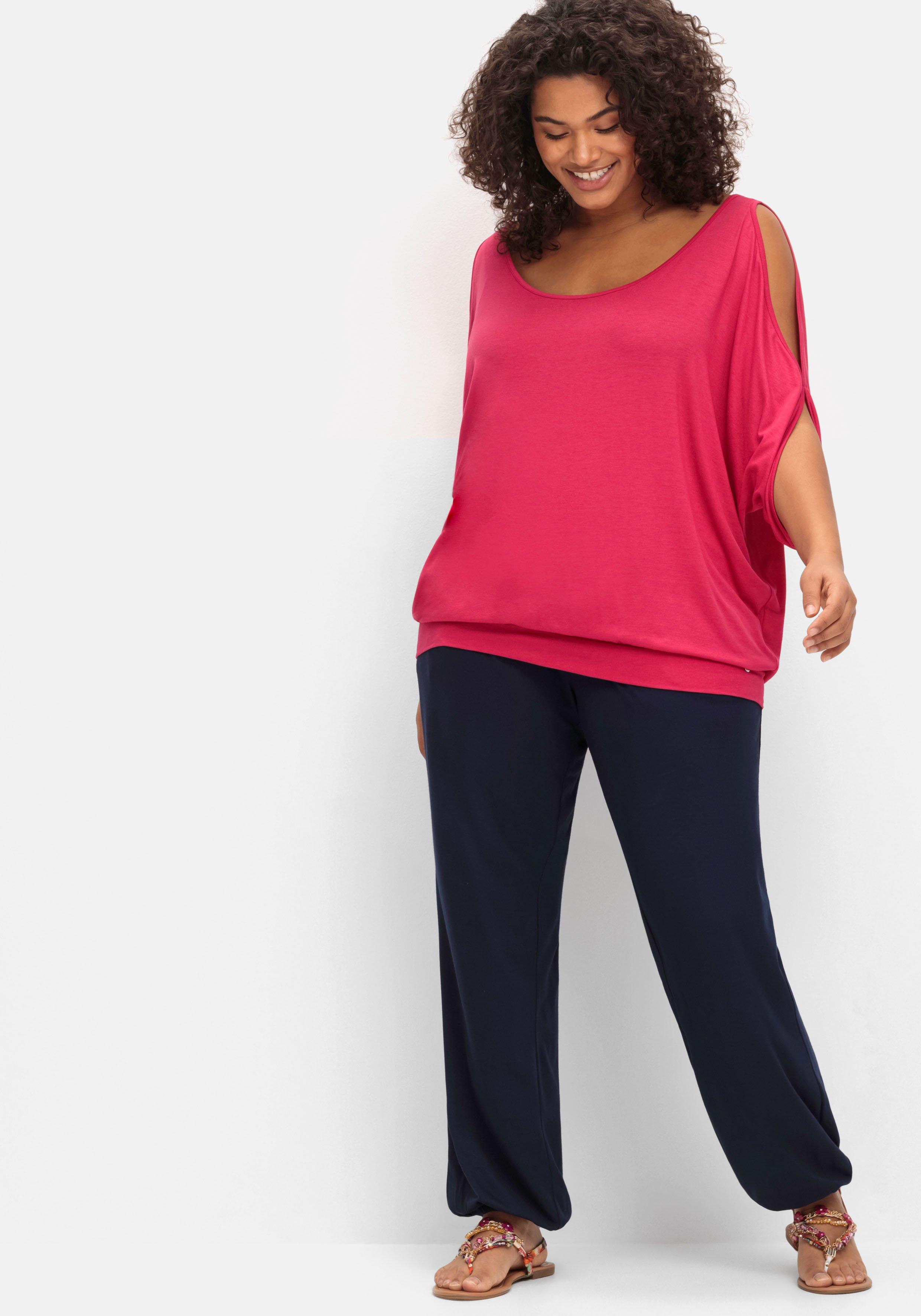 Jerseyhose mit Smokbund und Gummibündchen