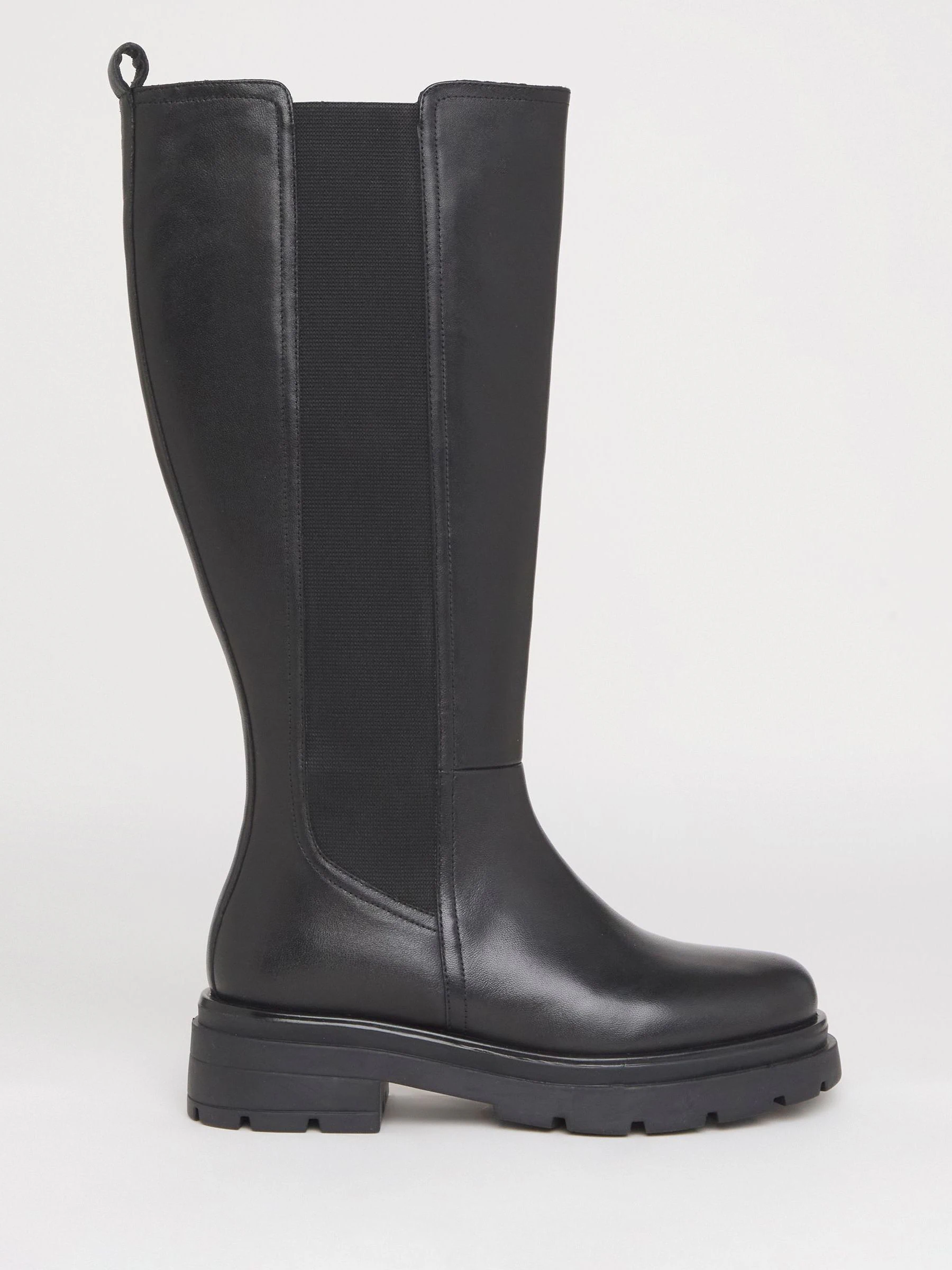 Simply Be Wide Fit Knee High Leather Chelsea Boots
