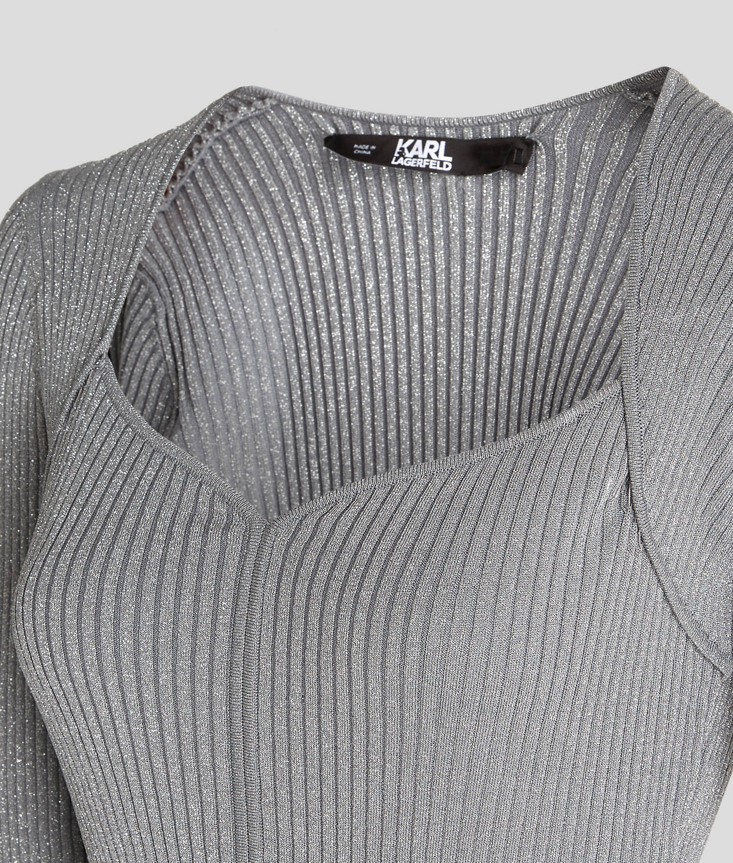 ROBE TRICOT EN LUREX À MANCHES LONGUES AVEC LOGO KARL