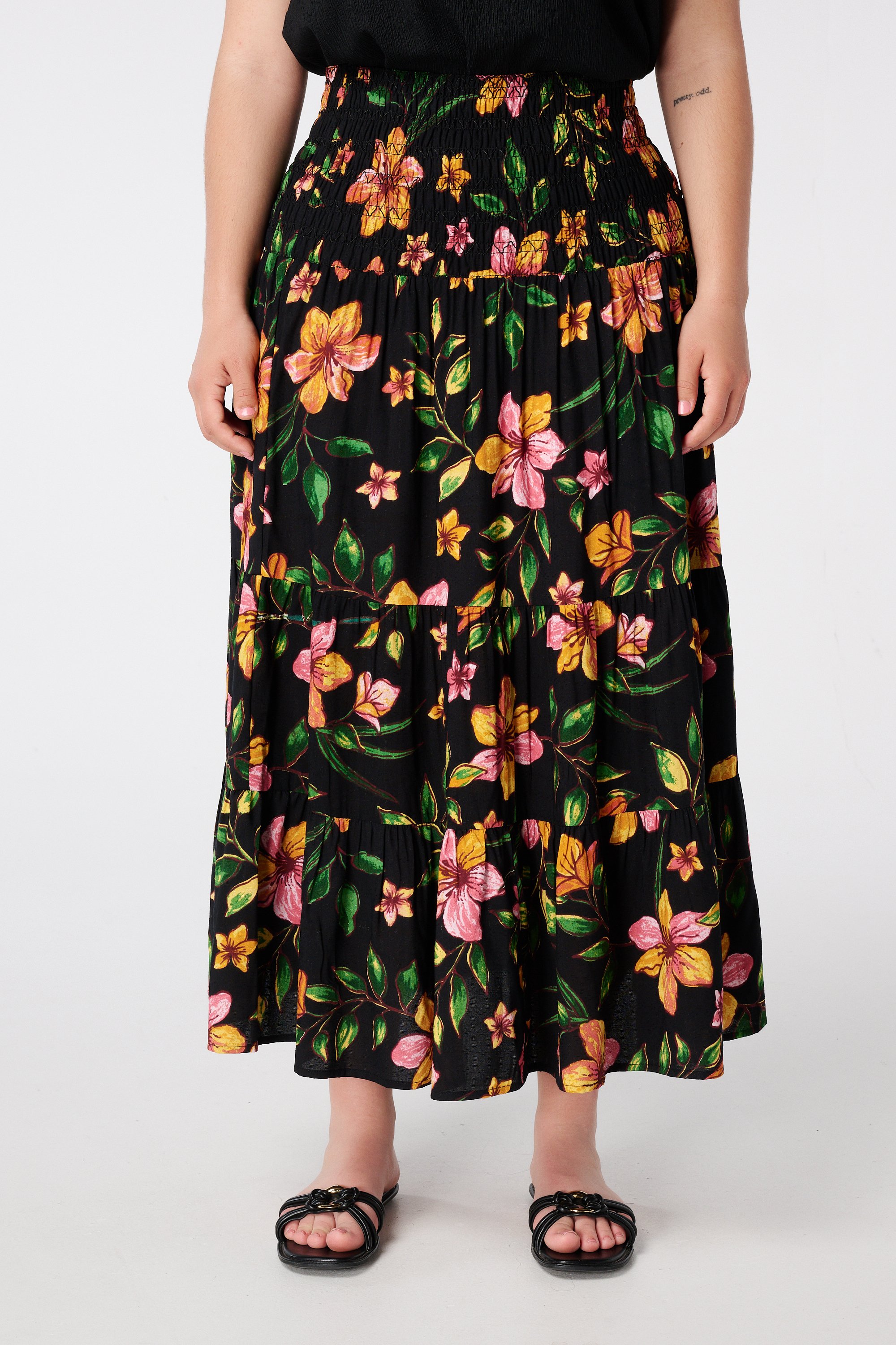 Maxi rok met bloemenprint Multi orange
