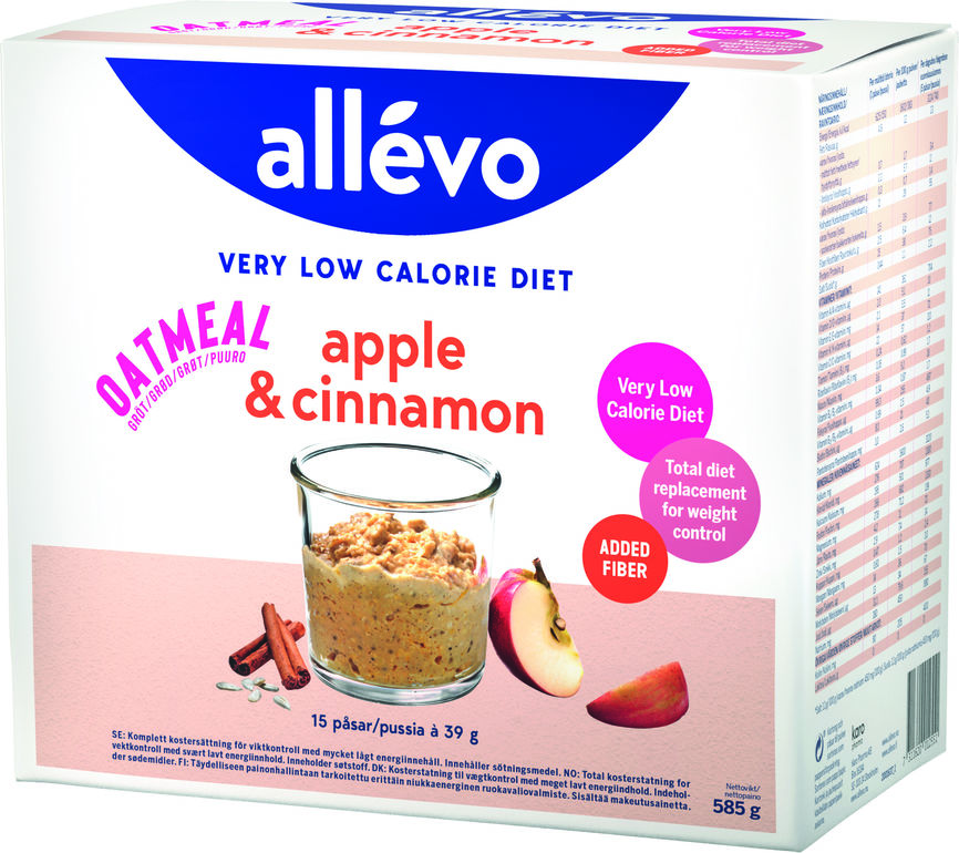 Allevo VLCD grøt  apple & cinnamon 15x39 g