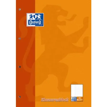 Oxford Klausurenblock Schule A4, liniert, weißer Rand links, 50 Blatt, gelocht, SCRIBZEE®