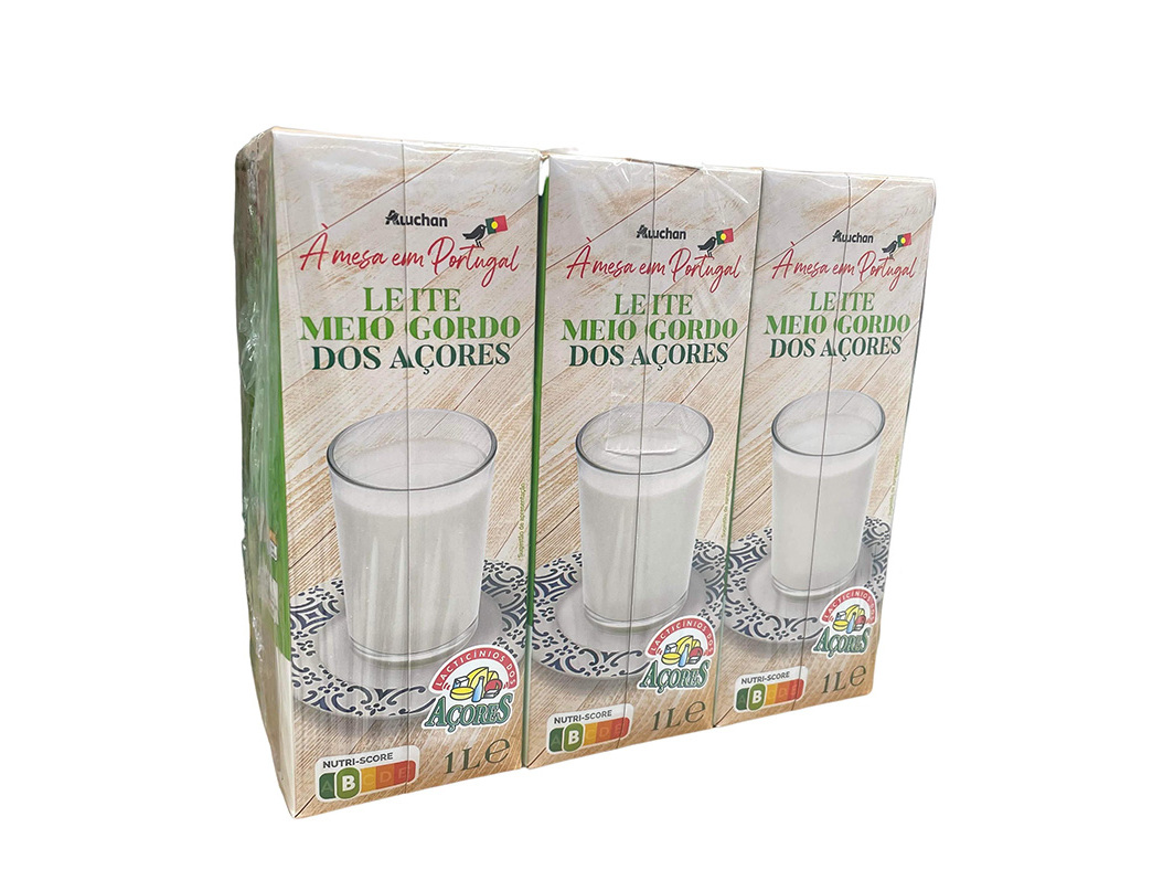 LEITE AUCHAN MEIO GORDO AÇORES 6X1L