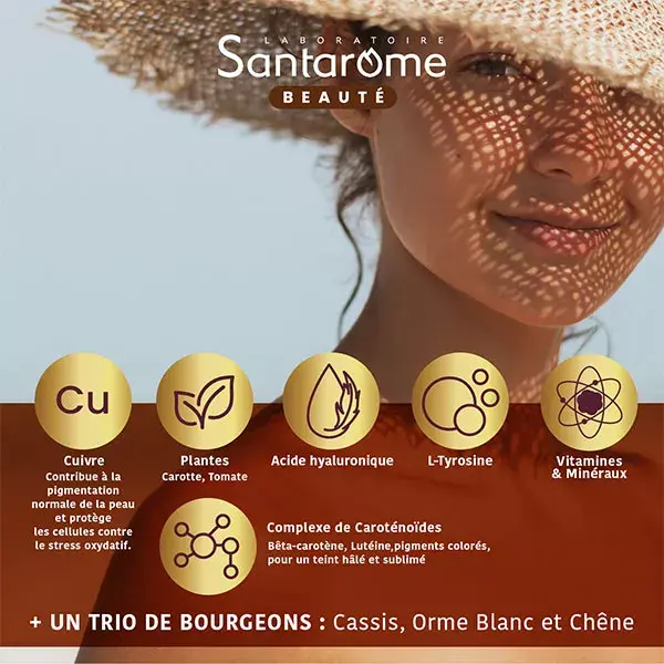 Santarome, Sublime Soleil 2 em 1, Preparação para o Sol, Autobronzeador 30 gomas