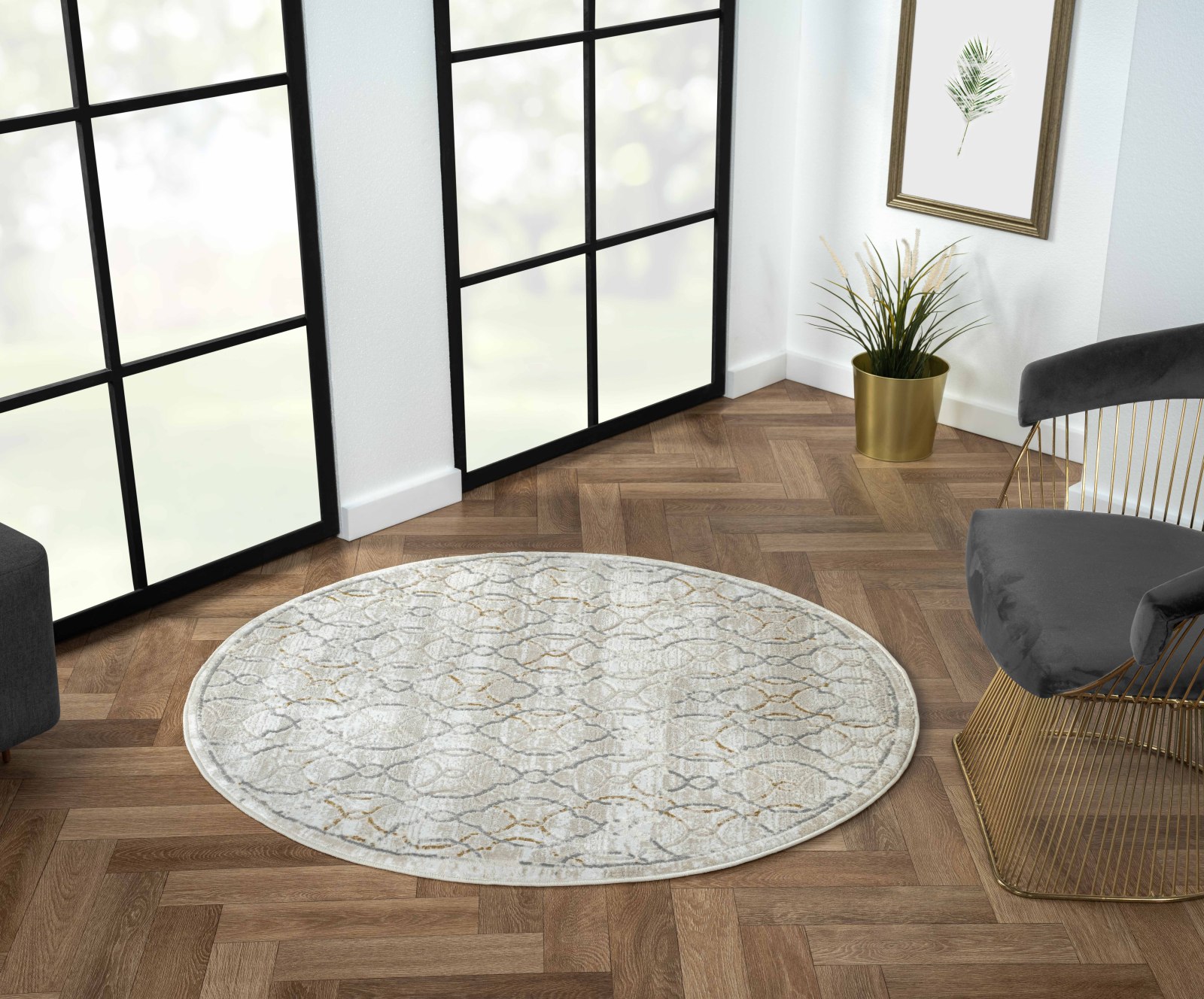Kurzflorteppich MY FLOOR - beige -Ø 120 cm