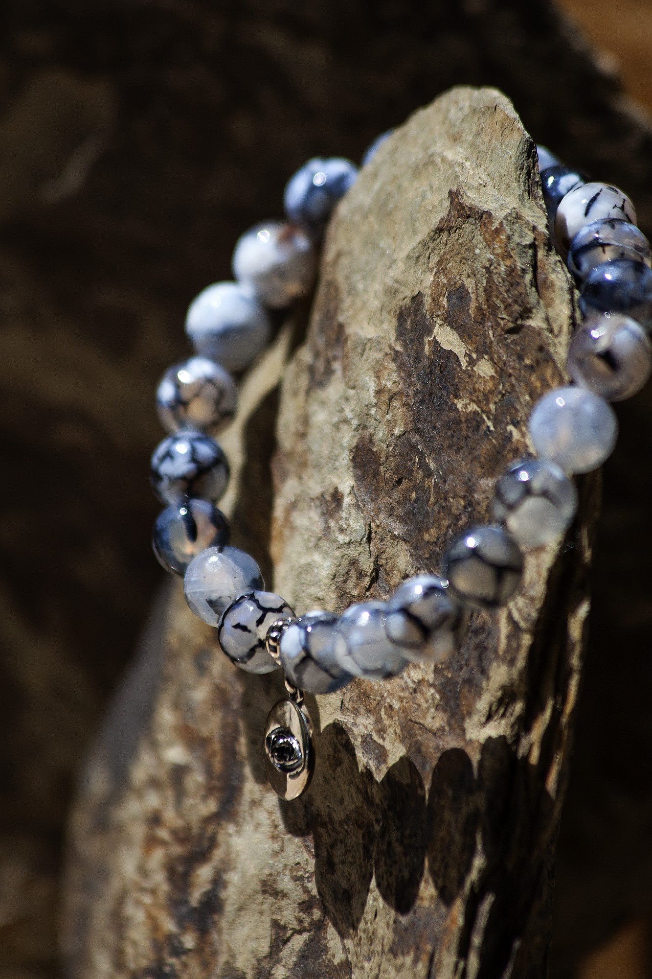 Armband 'Evil Eye', Chalcedon-Perlen und Sterlingsilber in Geschenkbox günstig bestellen