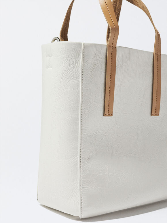 Bolsa tote personalizável em couro envernizado - Cru