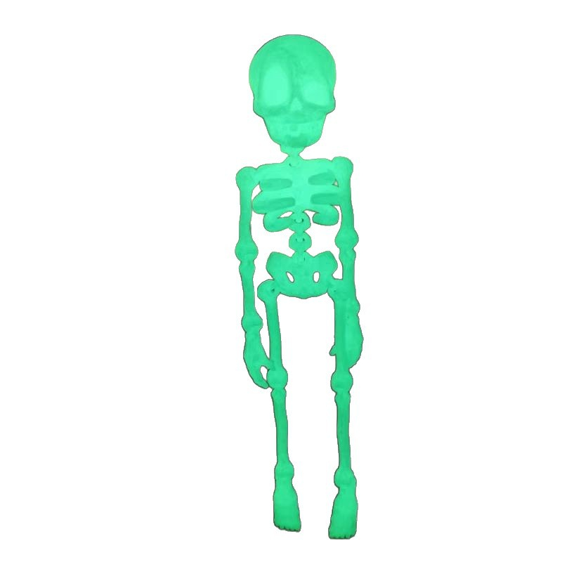 (19x6cm) Fluoreszierendes Halloween Skelett Magnet Grusel Deko Glow in the Dark Party Accessoire für Whiteboard   Kühlschrank - Weiss / Grün