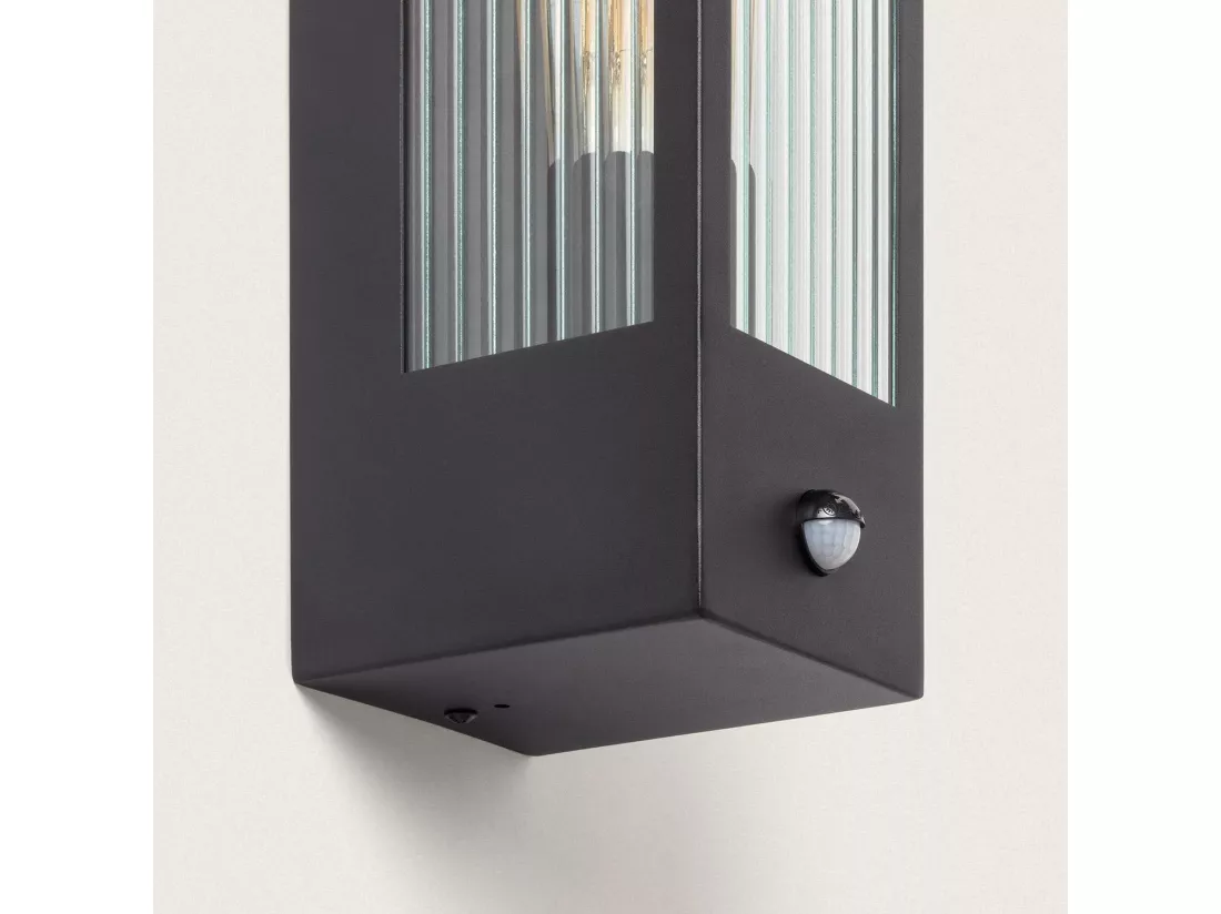 Applique Murale Extérieure Acier Inoxydable et Verre Texturé avec Détecteur de Mouvement Gakom Noir
