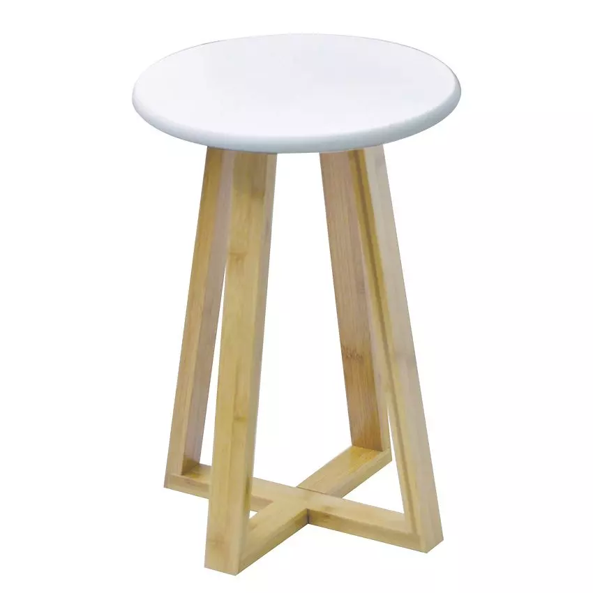 Tabouret plateau (H43 cm) Bambou Blanc