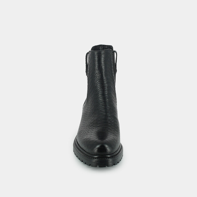 Bottines plates  en reptile noir