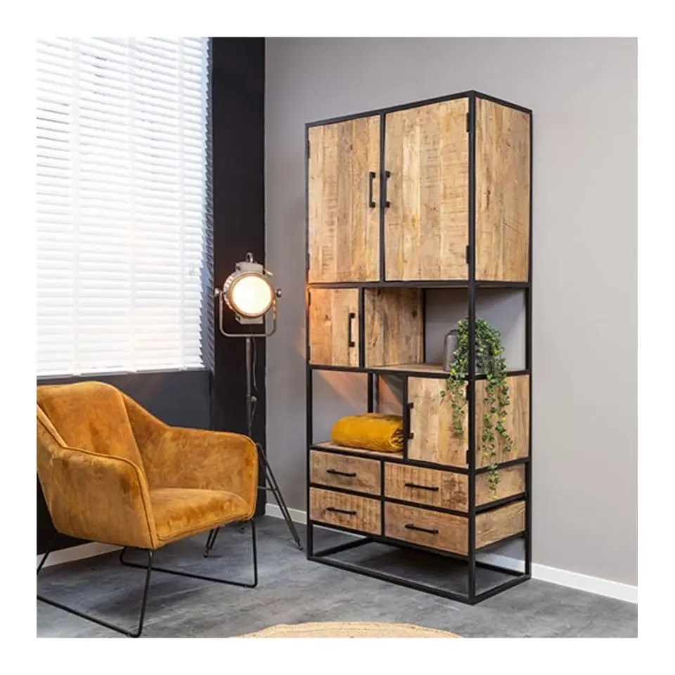 Furndea Morada vakkenkast industrieel - 45x90x200 cm