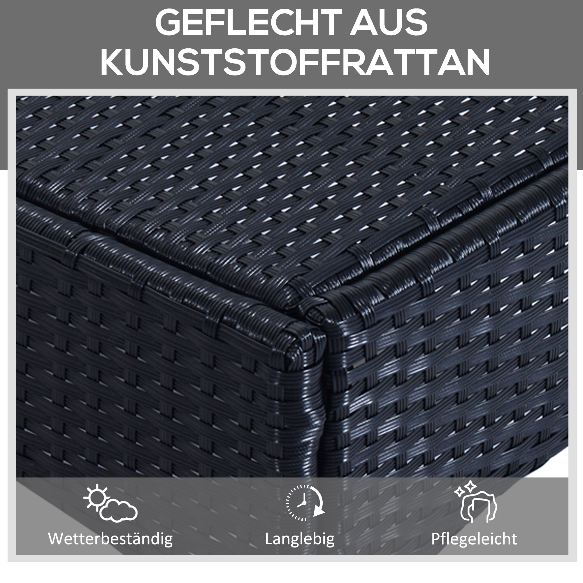 Outsunny Rattan Sonnenliegen mit Tisch 200 x 73 x (30-103) cm (LxBxH)