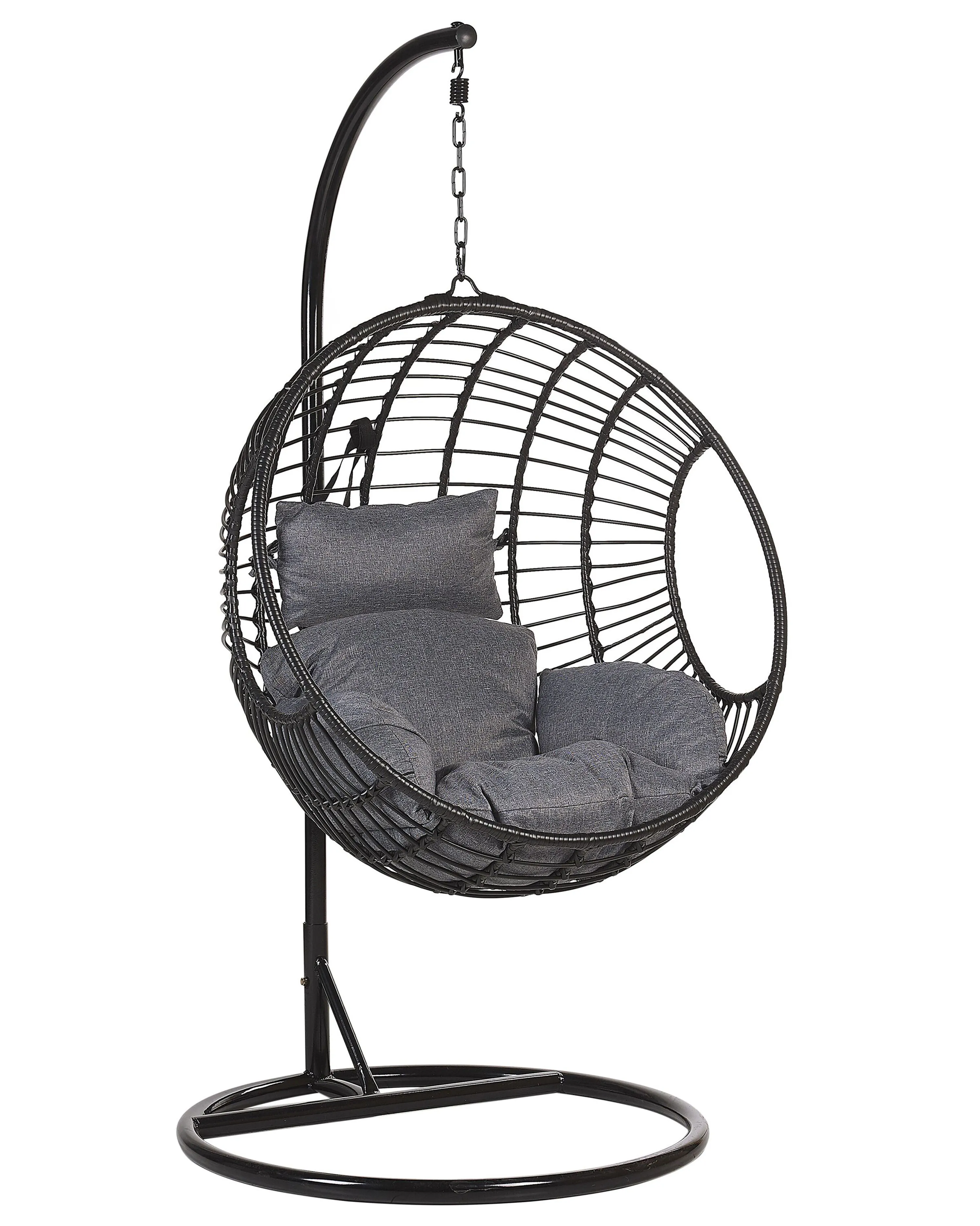 Hangstoel met standaard ASPIO PE rotan Zwart