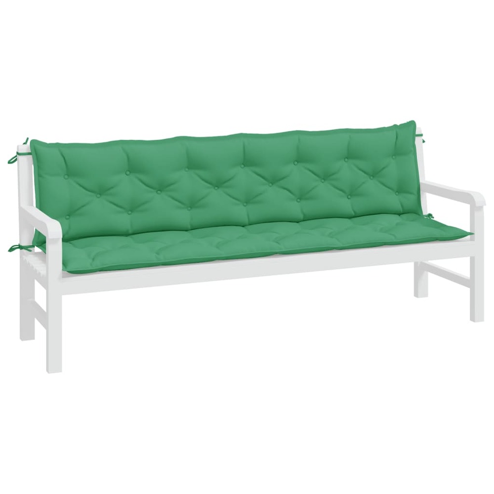 Coussins de banc de jardin 2 pcs vert 200x50x7 cm tissu oxford