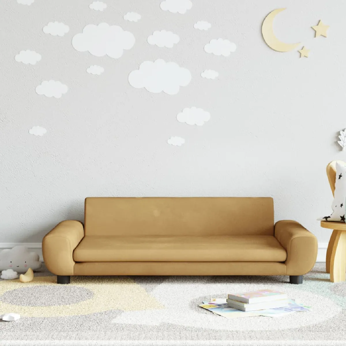 vidaXL Canapé Enfant Velours - Marron