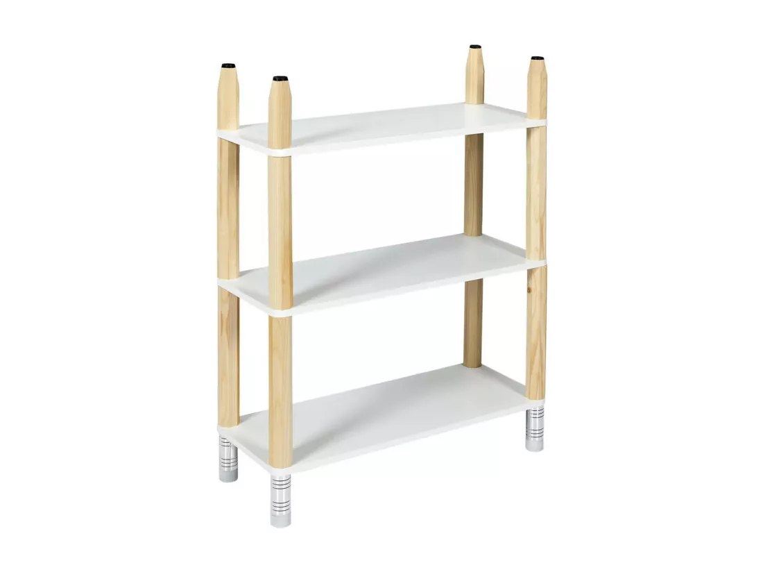 LAPIS - Etagère 3 Niveaux Blanche pour Enfant Base Crayons