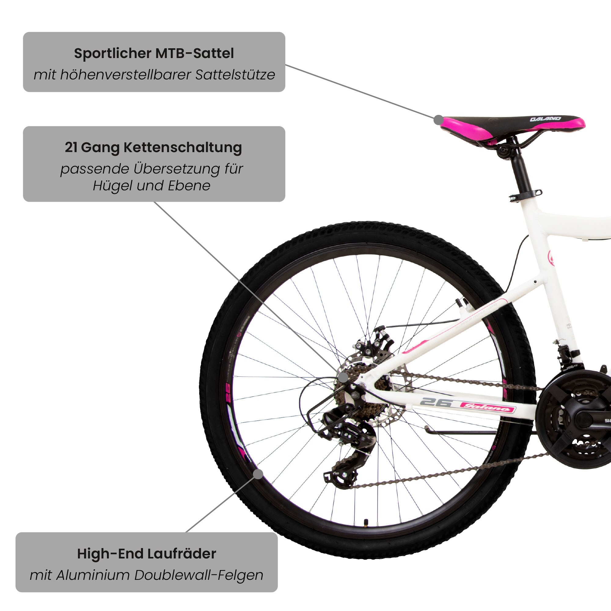 Galano GX-26 Mountainbike 26 Zoll Jugendliche Erwachsene 145 - 175 cm MTB Hardtail Fahrrad
