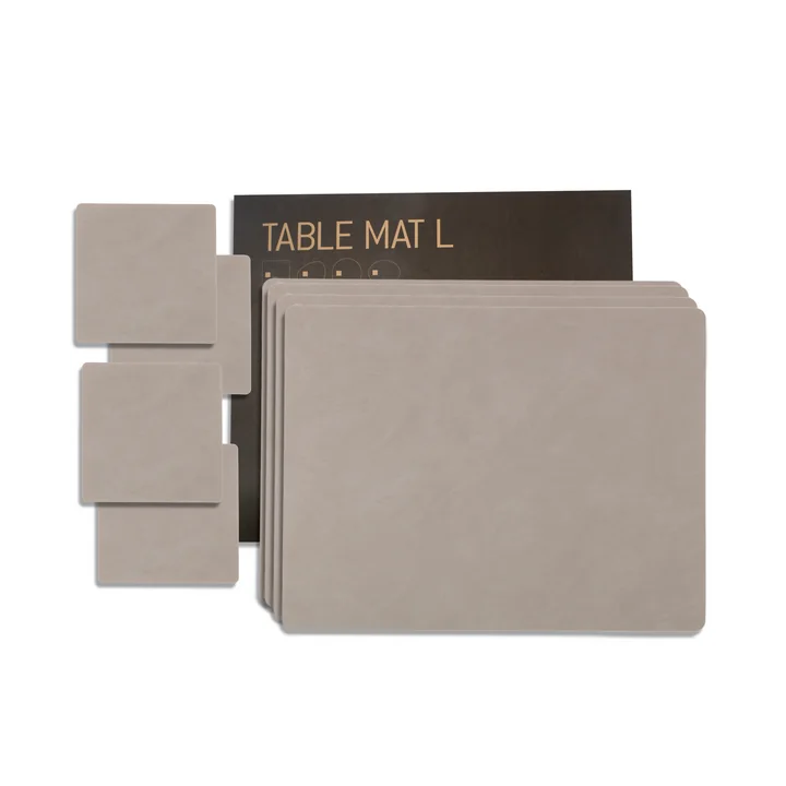 Lind DNA - Geschenkset Square L, Nupo hellgrau (4 Tischsets   4 Glasuntersetzer)