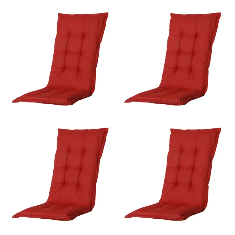 Madison - Tuinstoelkussen Hoge Rug Basic red - Ca. 123x50 cm - Set van 4
