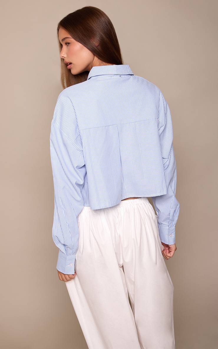 Bleu Chemise Courte Ample À Rayures Tennis En Coton