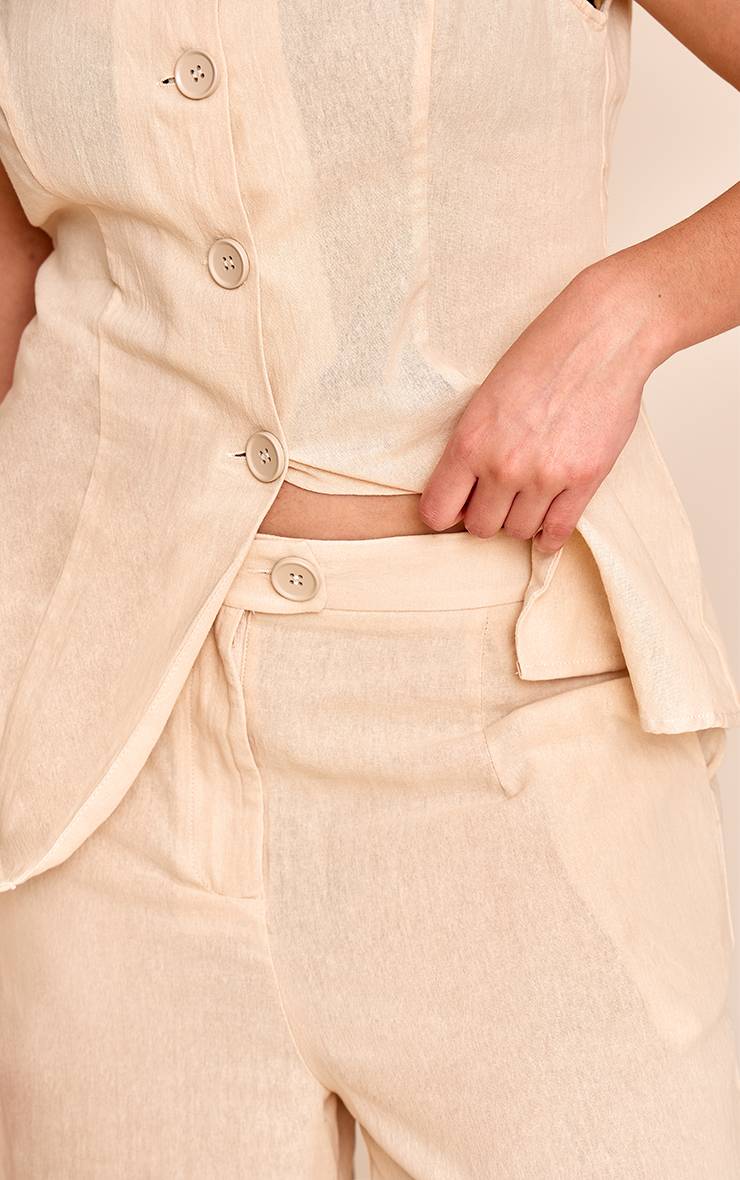 Sable Pantalon Large À Rayures Aspect Lin Grande Taille