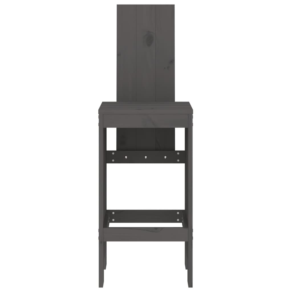 Tabourets de bar 2 pcs gris 40x42x120 cm bois massif de pin