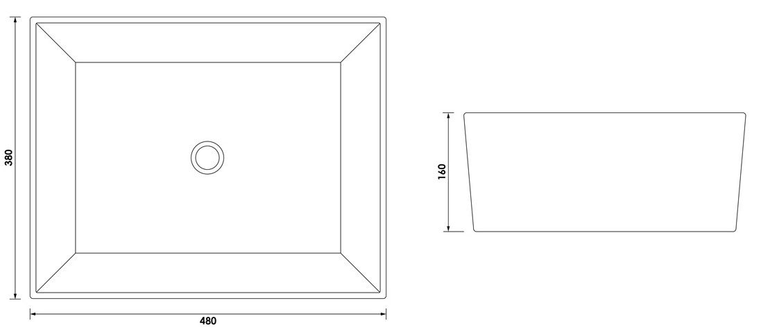 Brauer Ice waskom keramiek 48x38cm wit glans