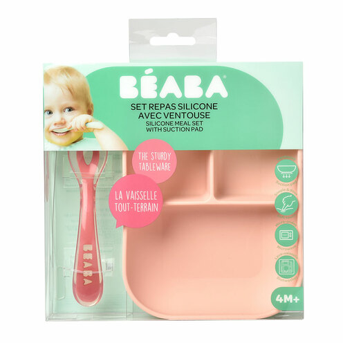 Set repas silicone compartimenté Pink - BEABA
