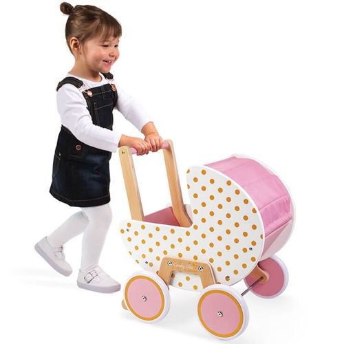 Janod poppenwagen candy chic - stippen