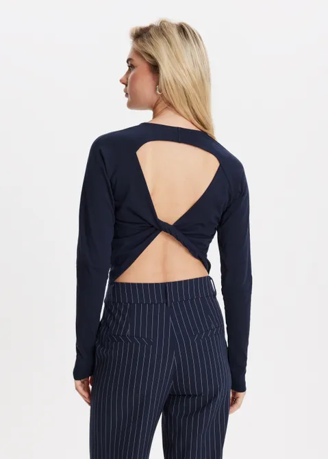 T-shirt met opening op de rug blauw (BLW.D)