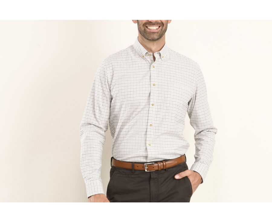 Chemise beige twill à carreaux - BENETT
